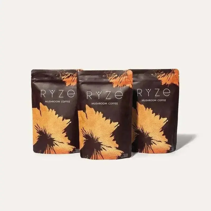 RYZE SUPERFOODS Mushroom Dark Roast Coffee , Instant Coffee with 6 Adaptogenic Mushrooms and Better Energy, Focus, Digestion, Immunity with Lions Mane & Turkey Tail 30 Serving Each