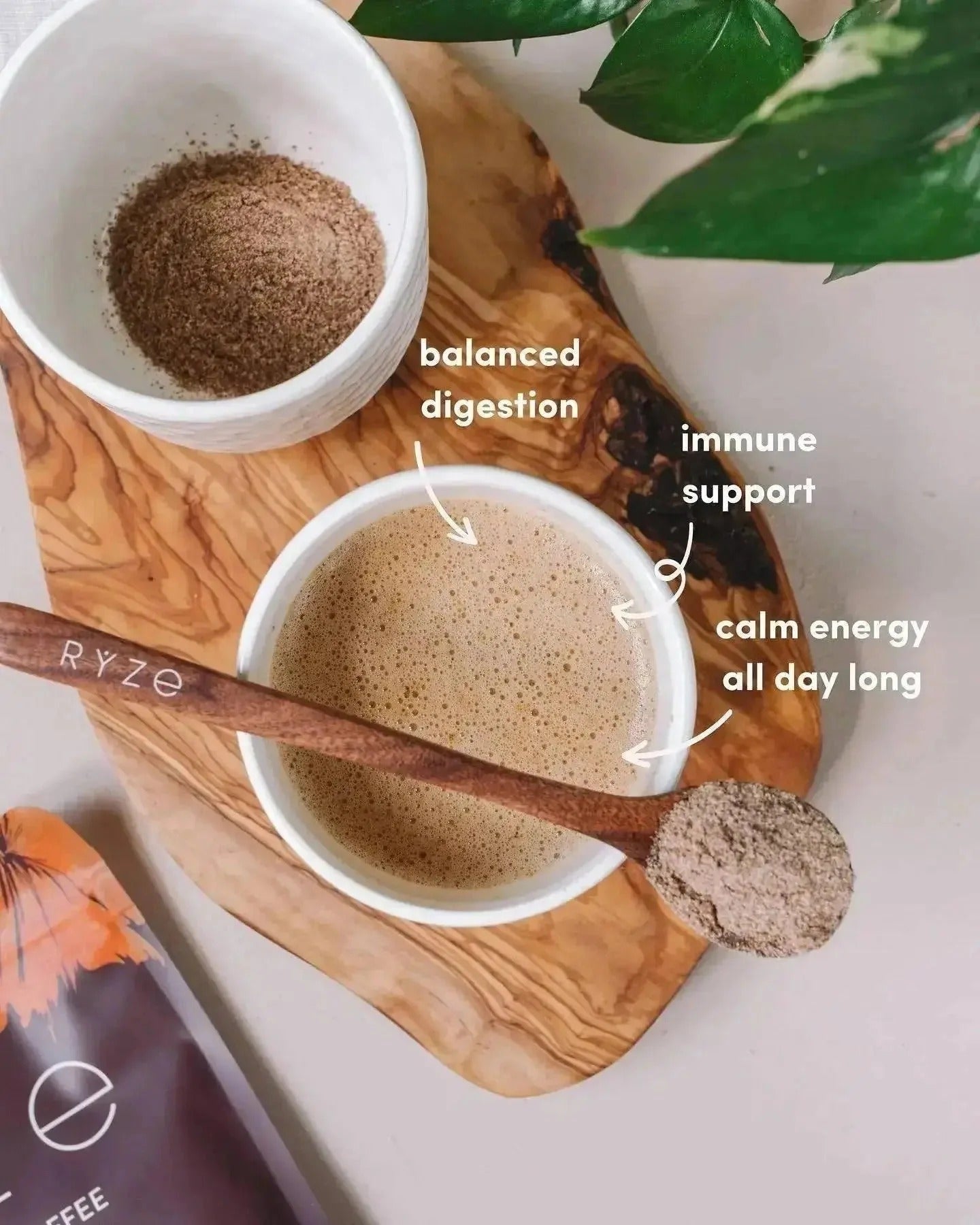 RYZE SUPERFOODS Mushroom Dark Roast Coffee , Instant Coffee with 6 Adaptogenic Mushrooms and Better Energy, Focus, Digestion, Immunity with Lions Mane & Turkey Tail 30 Serving Each